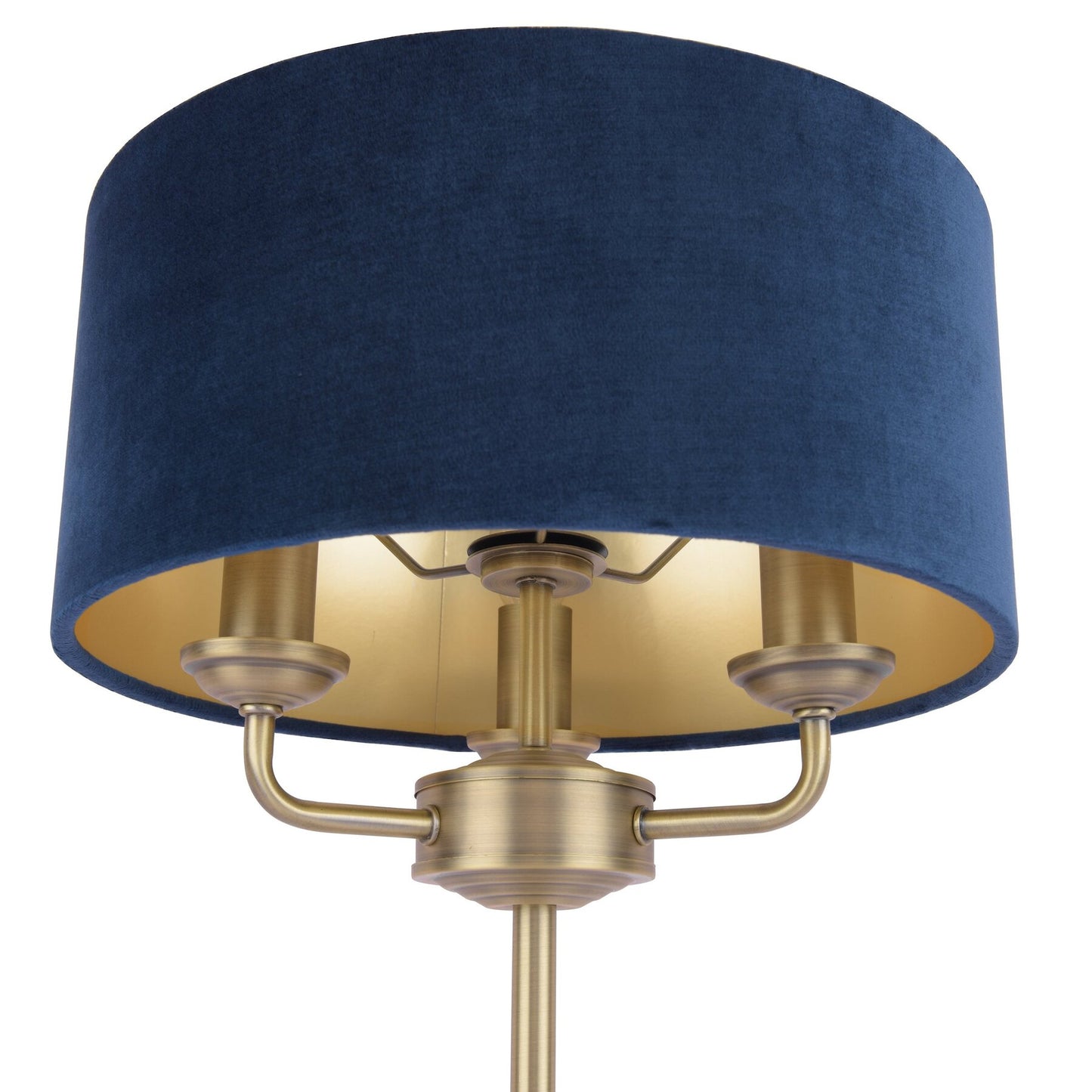 Laura Ashley Sorrento 3 Light Antique Brass Table Lamp with Blue Shade