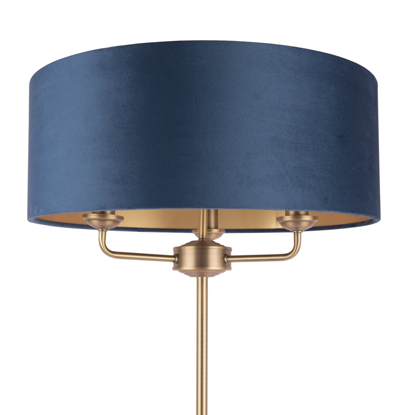 Laura Ashley Sorrento 3 Light Matt Antique Brass Floor Lamp with Blue Shade