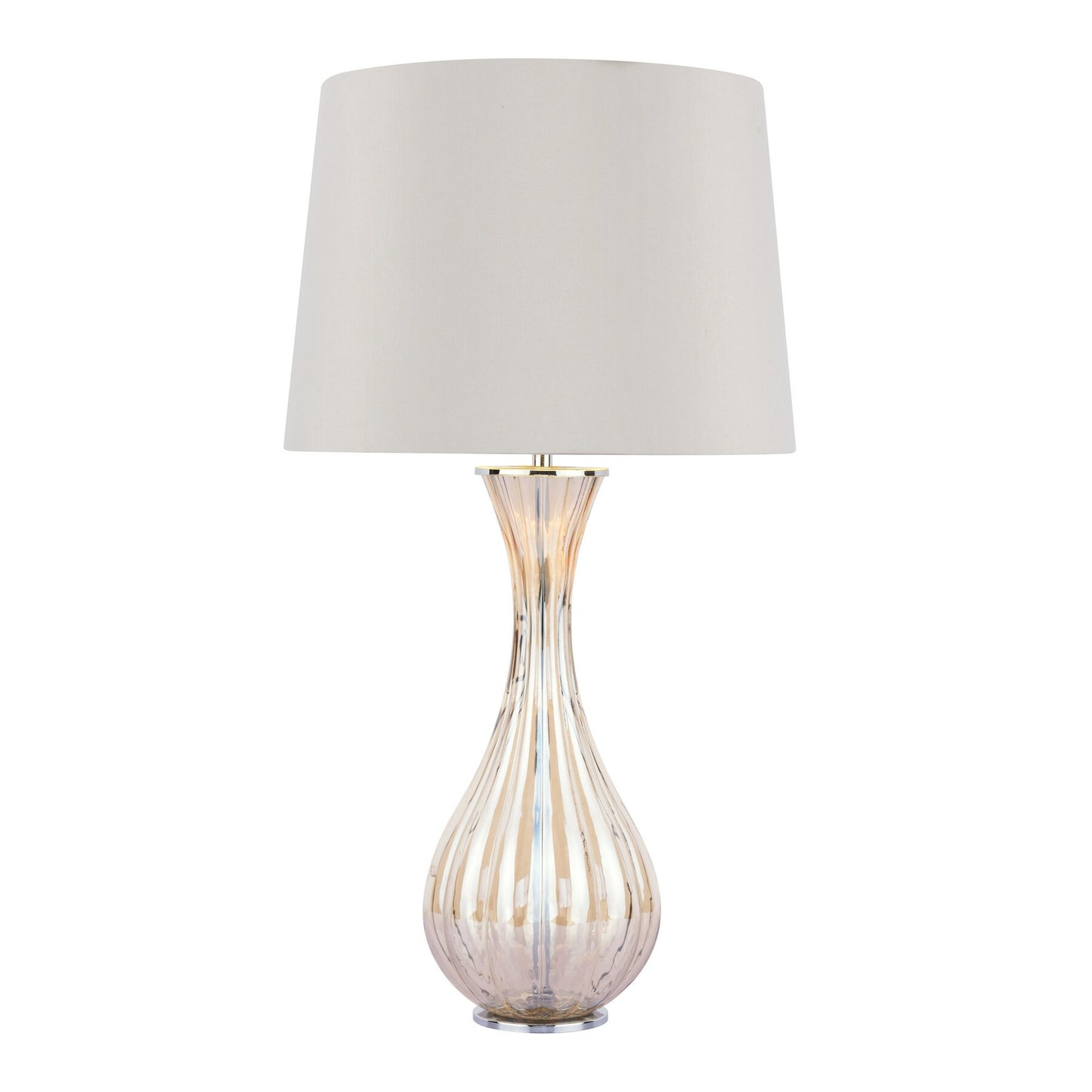 Laura Ashley Nevern Champagne Glass & Polished Chrome Table Lamp With Shade