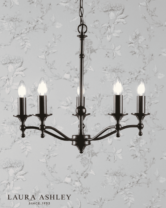 Laura Ashley Ludchurch 5 Light Industrial Black Chandelier Fitting Only