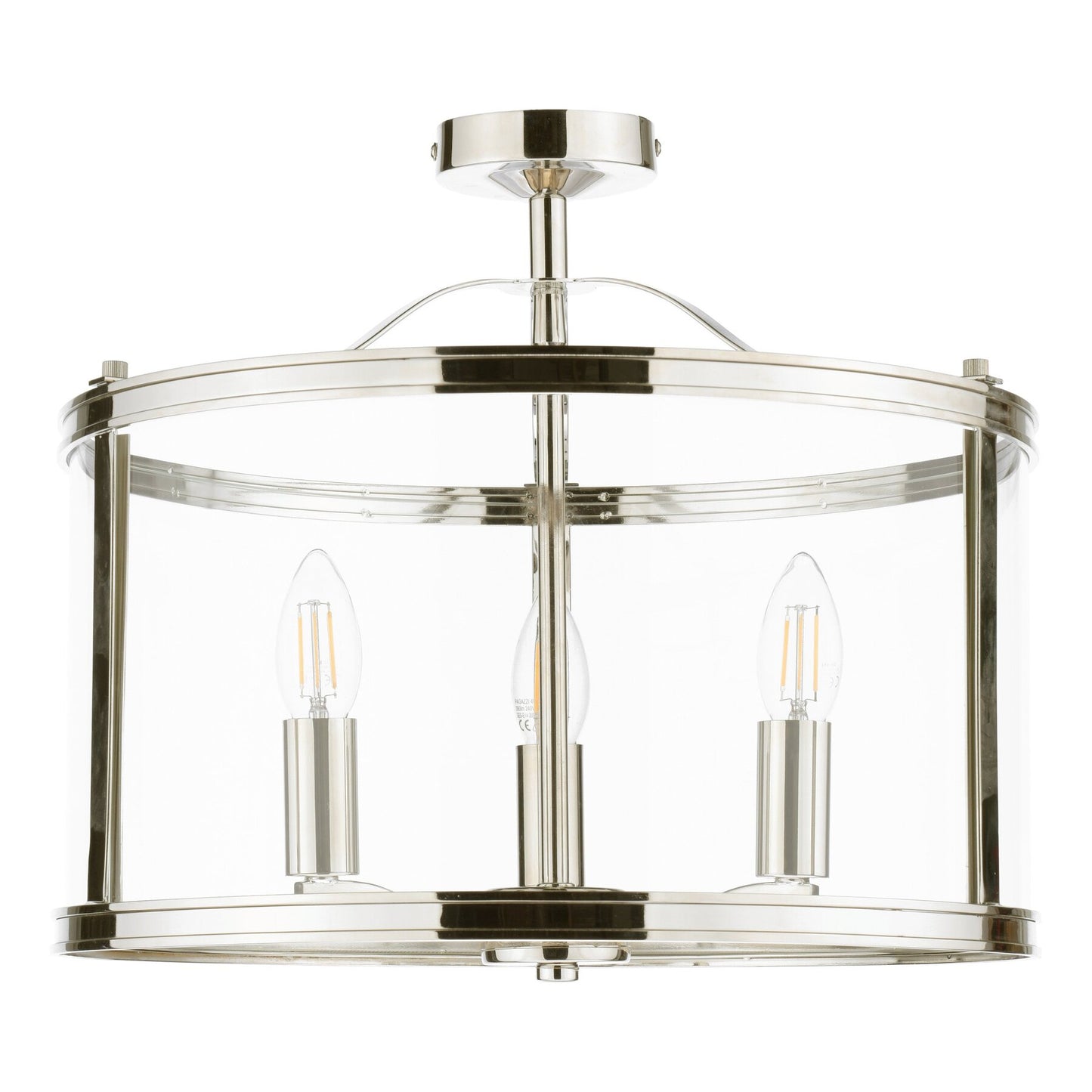 Laura Ashley Harrington 3 Light Polished Nickel & Glass Semi Flush