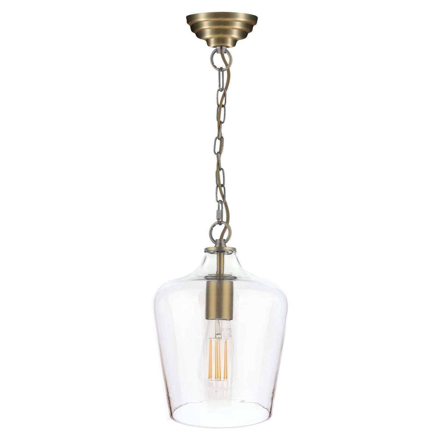 Laura Ashley Ockley Antique Brass & Champagne Glass Pendant