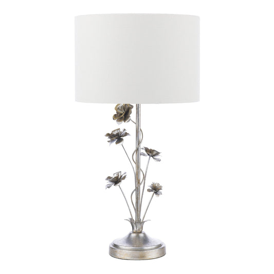 Laura Ashley Lyndale Distressed Silver Leaf & Cream Table Lamp With Shade
