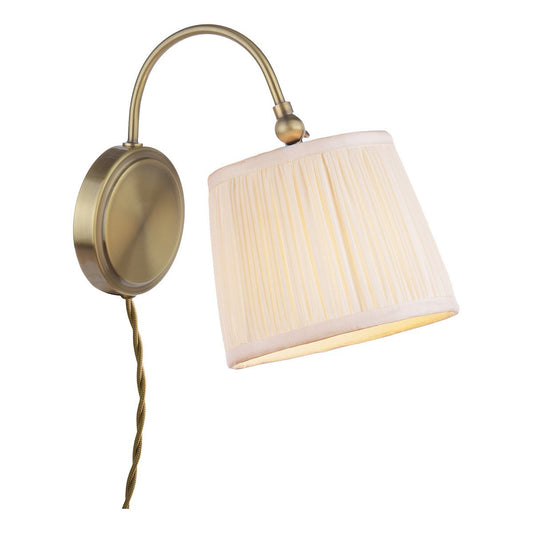 Laura Ashley Hemsley Antique Brass & Ivory Wall Light With Shade