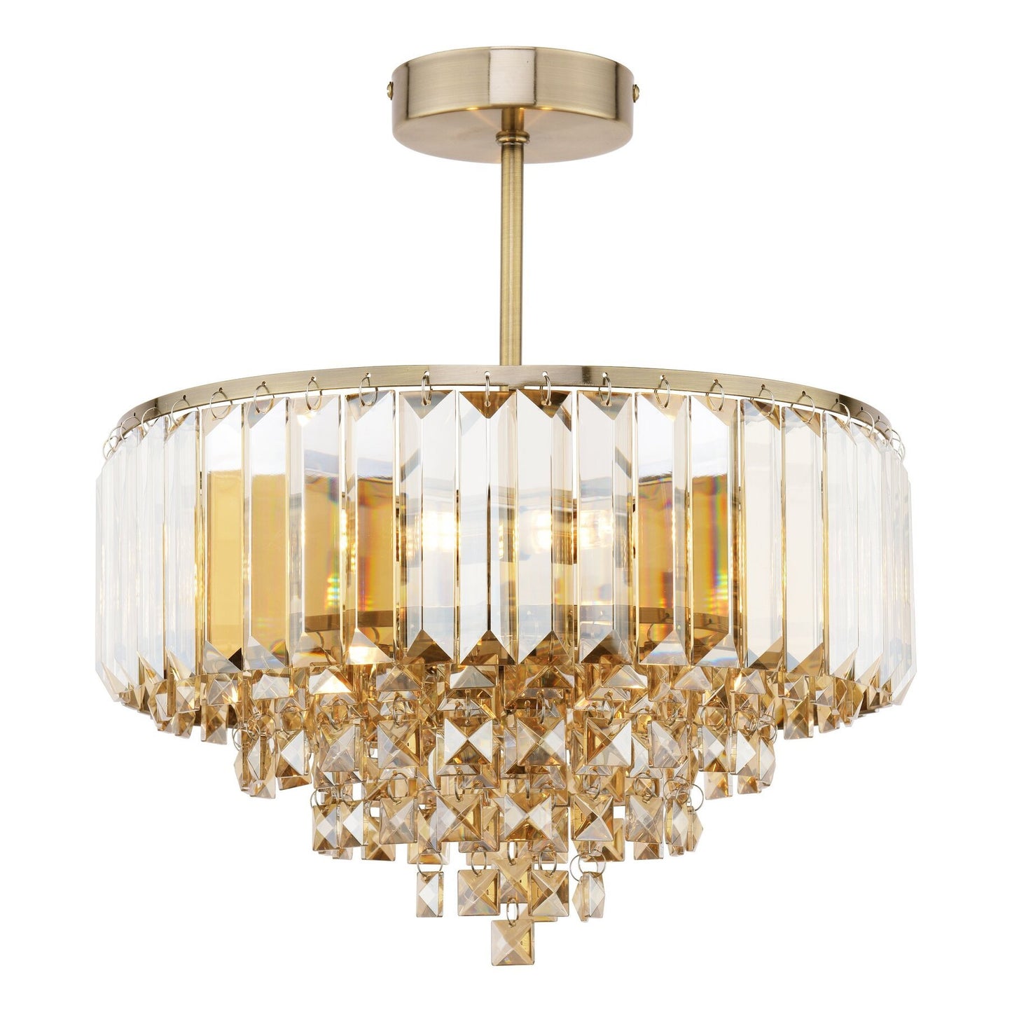Laura Ashley Vienna 3 Light Champagne Crystal & Antique Brass Semi Flush