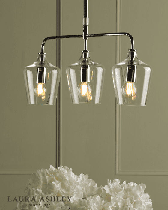 Laura Ashley Ockley 3 Light Polished Chrome & Glass Bar Pendant