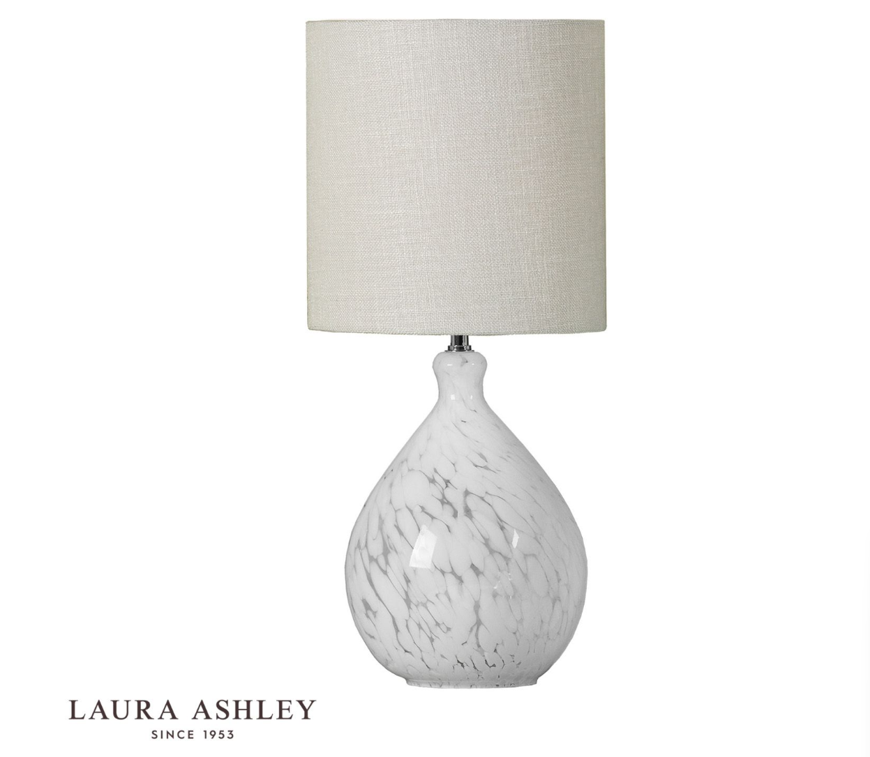 Laura Ashley Confetti White Art Glass & Polished Chrome Table Lamp With Shade