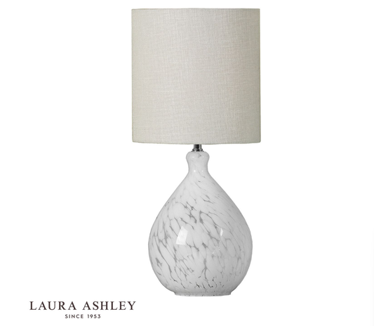 Laura Ashley Confetti White Art Glass & Polished Chrome Table Lamp With Shade
