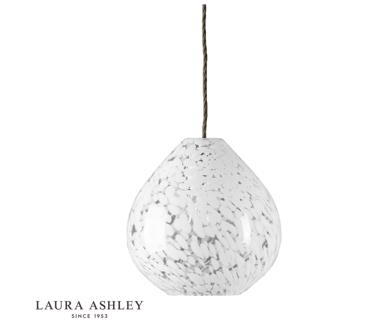 Laura Ashley Confetti Easy Fit White Art Glass & Polished Chrome Pendant