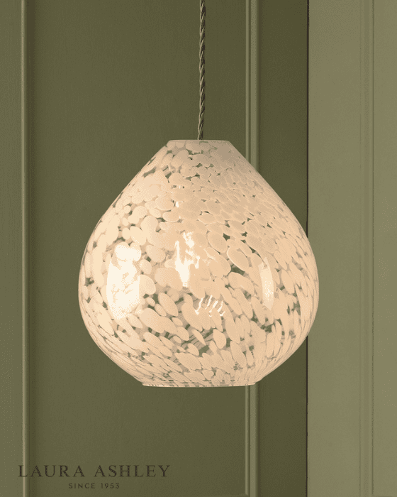 Laura Ashley Confetti Easy Fit White Art Glass & Polished Chrome Pendant