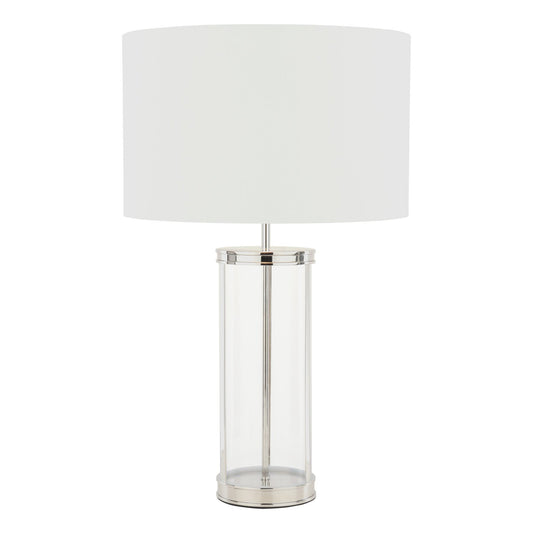 Laura Ashley Harrington Large Polished Nickel & Glass Table Lamp With Shade