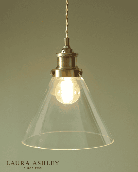 Laura Ashley Isaac Easy Fit Antique Brass & Glass Pendant