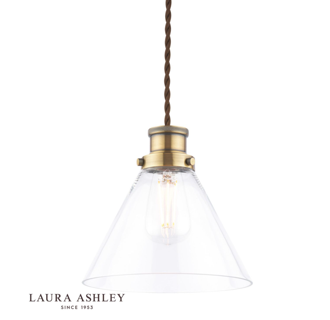 Laura Ashley Isaac Easy Fit Antique Brass & Glass Pendant