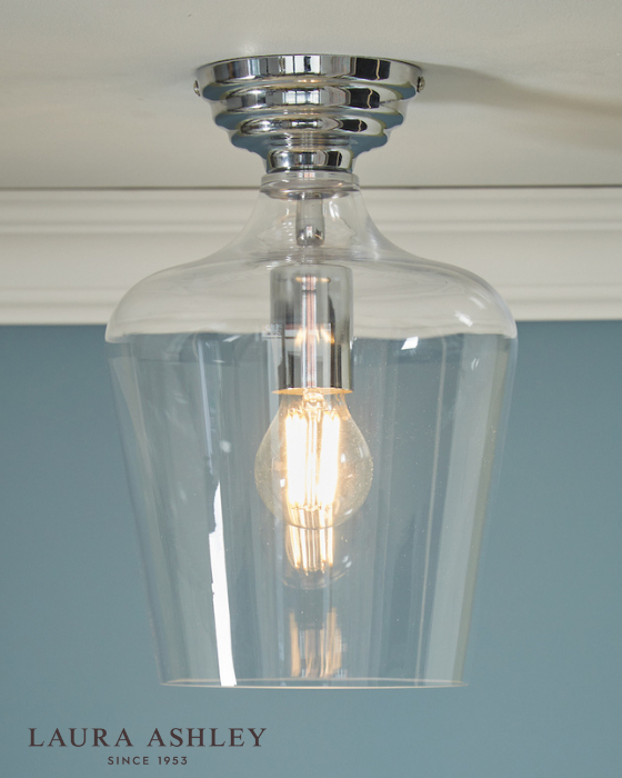 Laura Ashley Ockley Polished Chrome & Glass Semi Flush