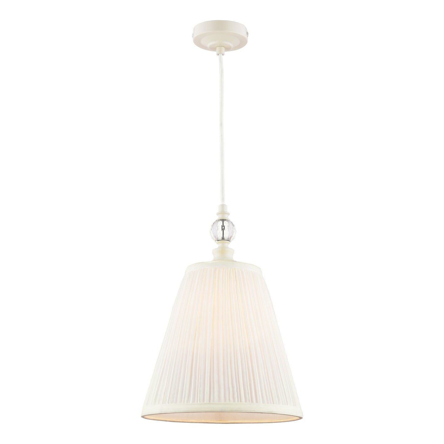 Laura Ashley Ellis Satin Cream & Crystal Pendant With Shade
