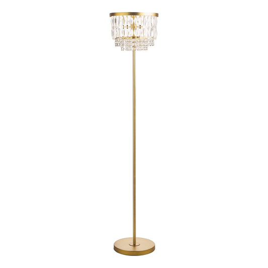 Laura Ashley Rhosill 3 Light Crystal & Matt Antique Brass Floor Lamp