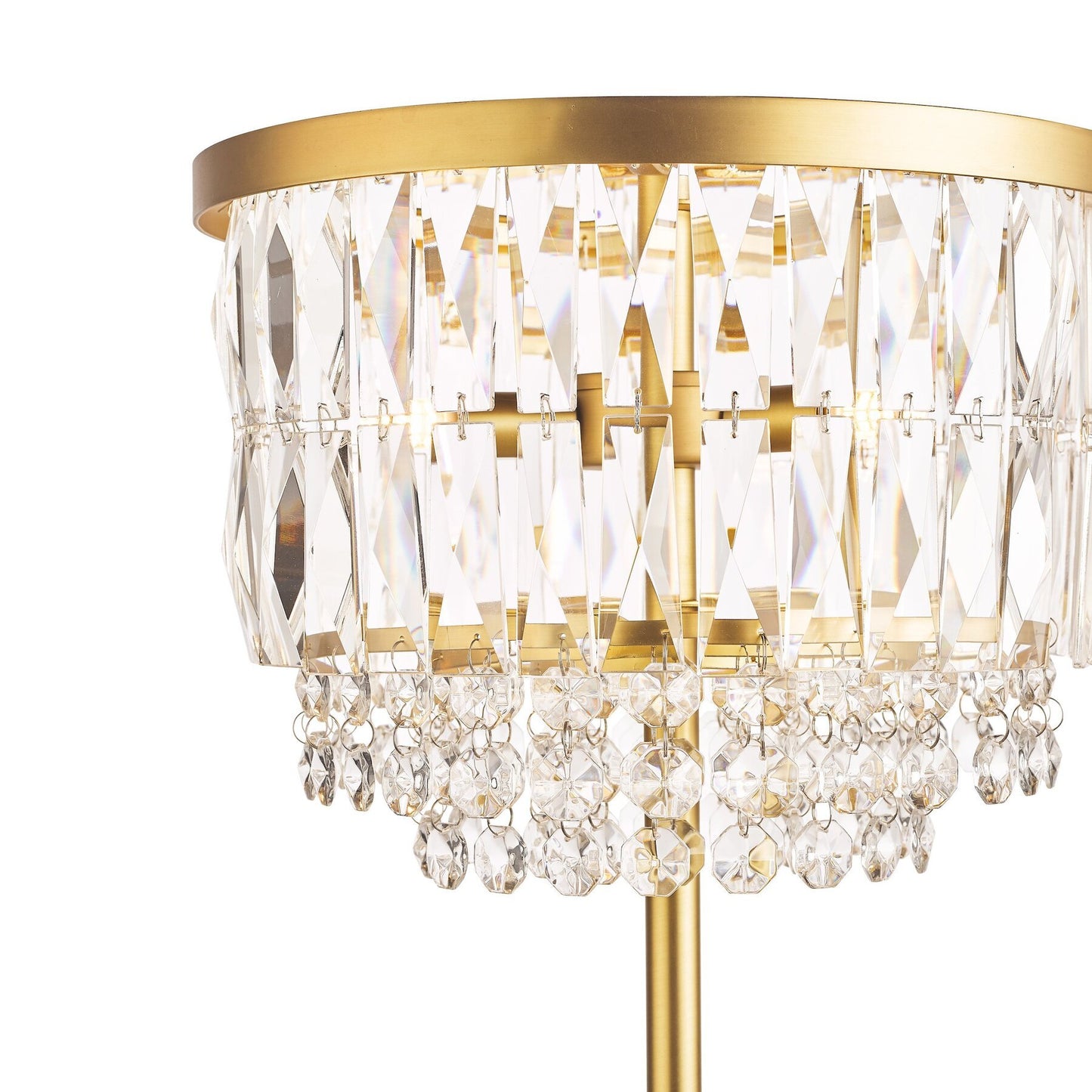 Laura Ashley Rhosill 3 Light Crystal & Matt Antique Brass Floor Lamp