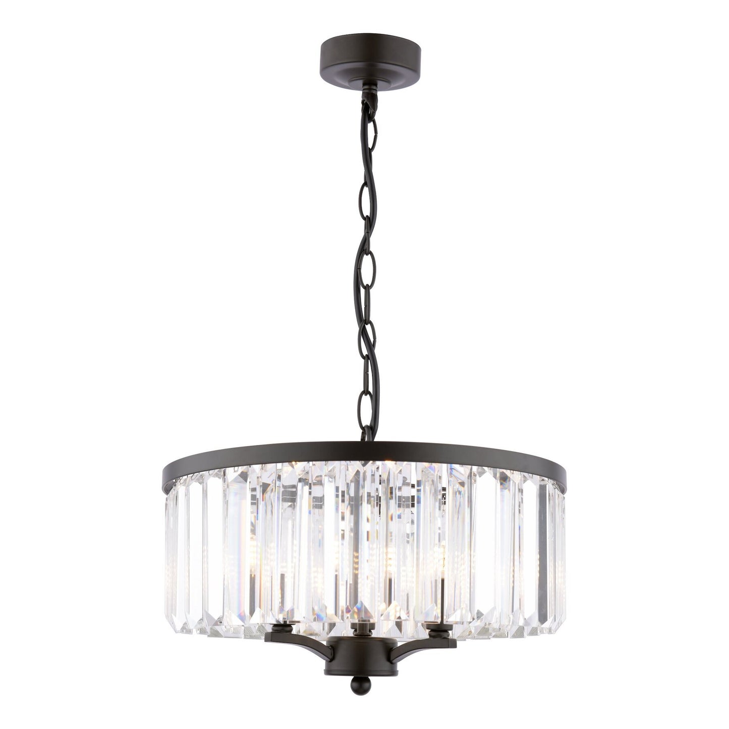 Laura Ashley Elkwood 3 Light Crystal & Black Pendant