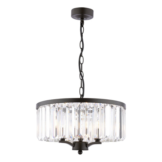 Laura Ashley Elkwood 3 Light Crystal & Black Pendant