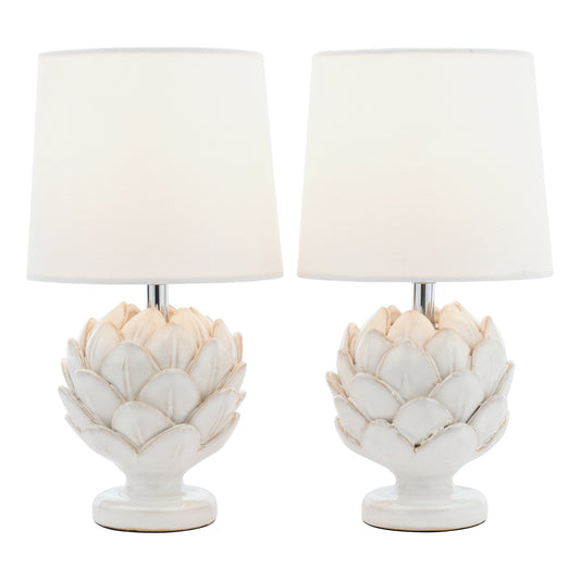 Laura Ashley Artichoke White Table Lamp With Shade (Twin Pack)