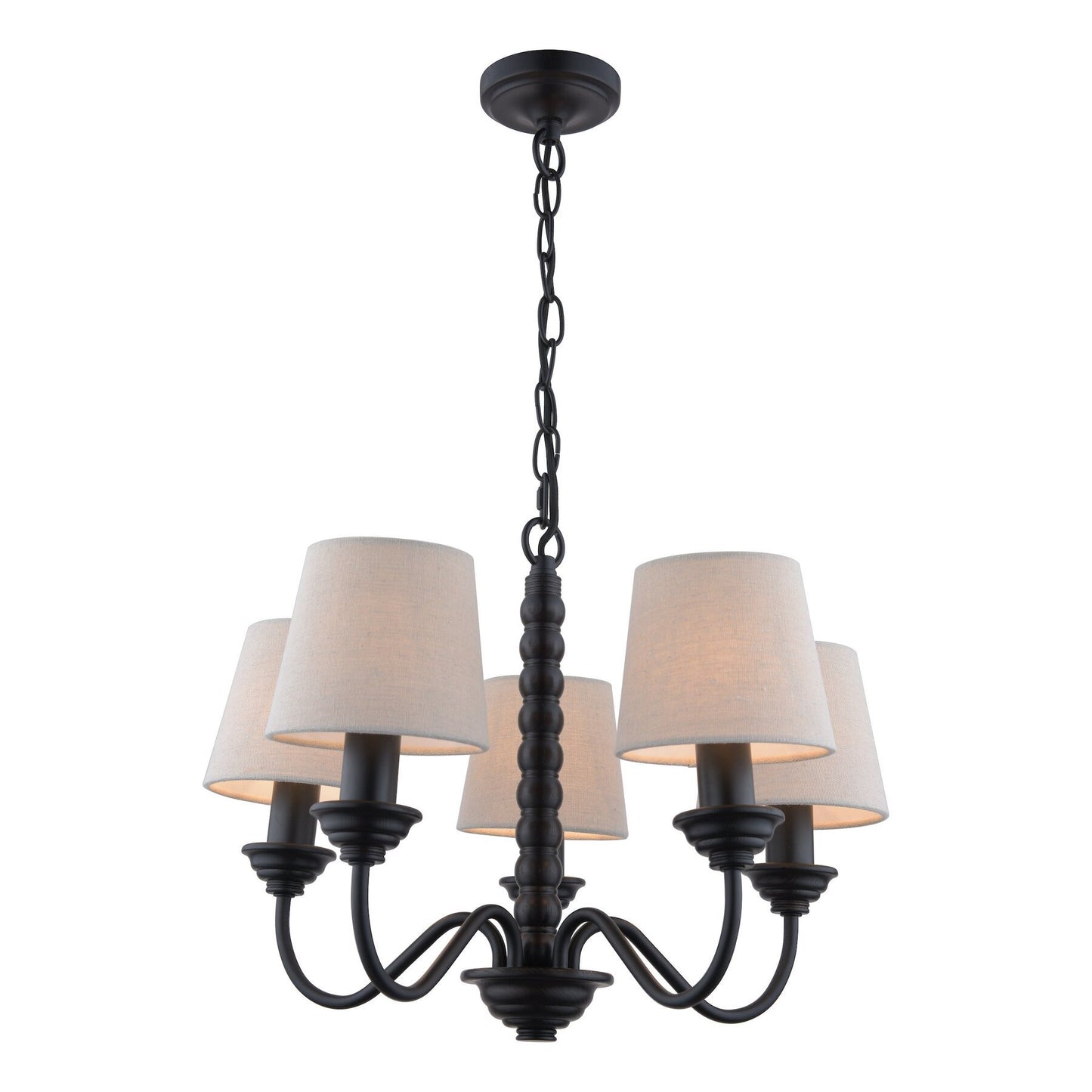 Laura Ashley Norbury 5 Light Matt Black Armed Chandelier With Shades
