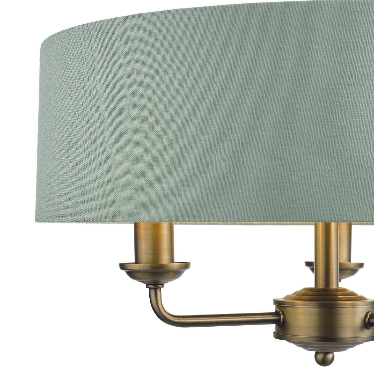 Laura Ashley Sorrento 3 Light Matt Antique Brass & Green Chandelier With Shade