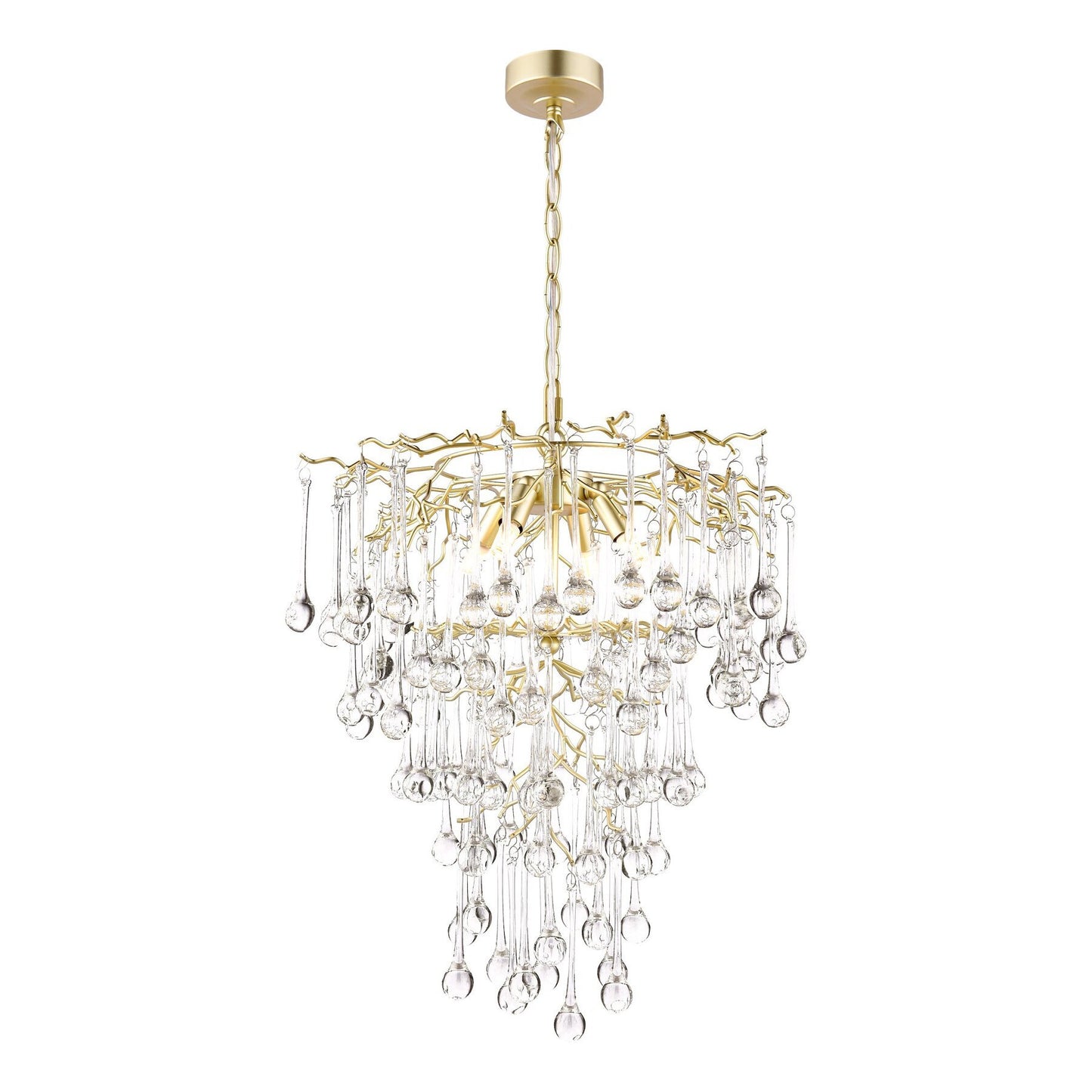 Laura Ashley Willow 4 Light Satin Champagne & Crystal Pendant