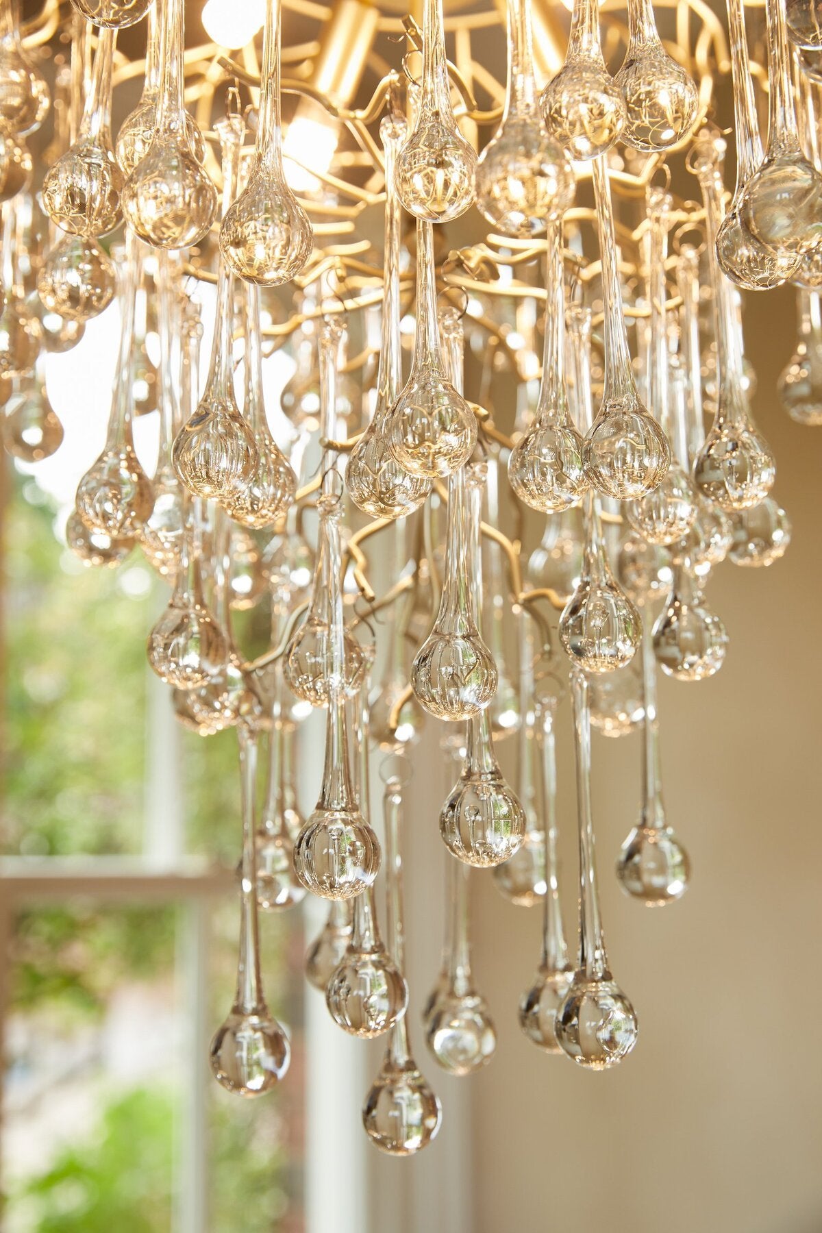 Laura Ashley Willow 4 Light Satin Champagne & Crystal Pendant
