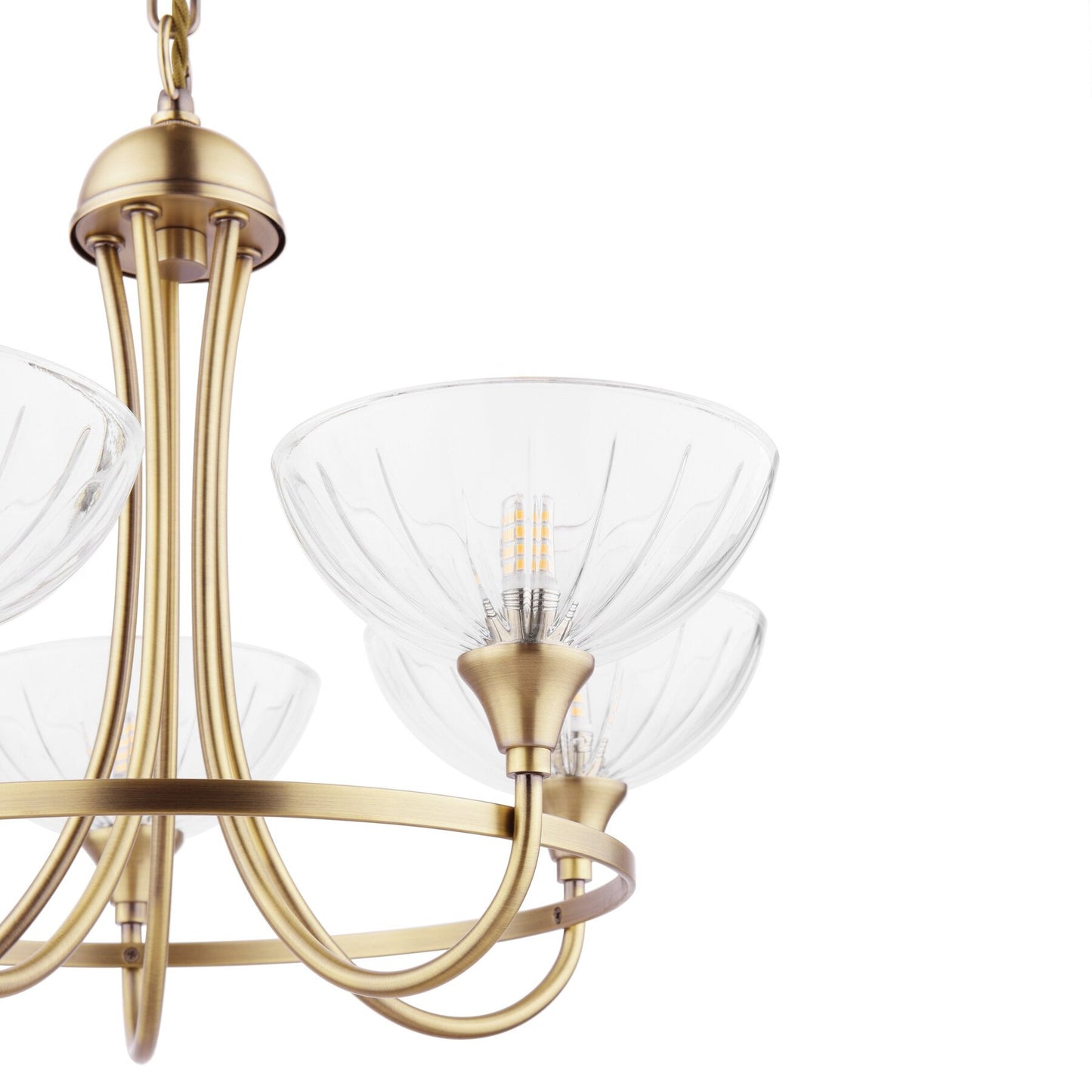 Laura Ashley Wellham 5 Light Antique Brass & Glass Armed Chandelier