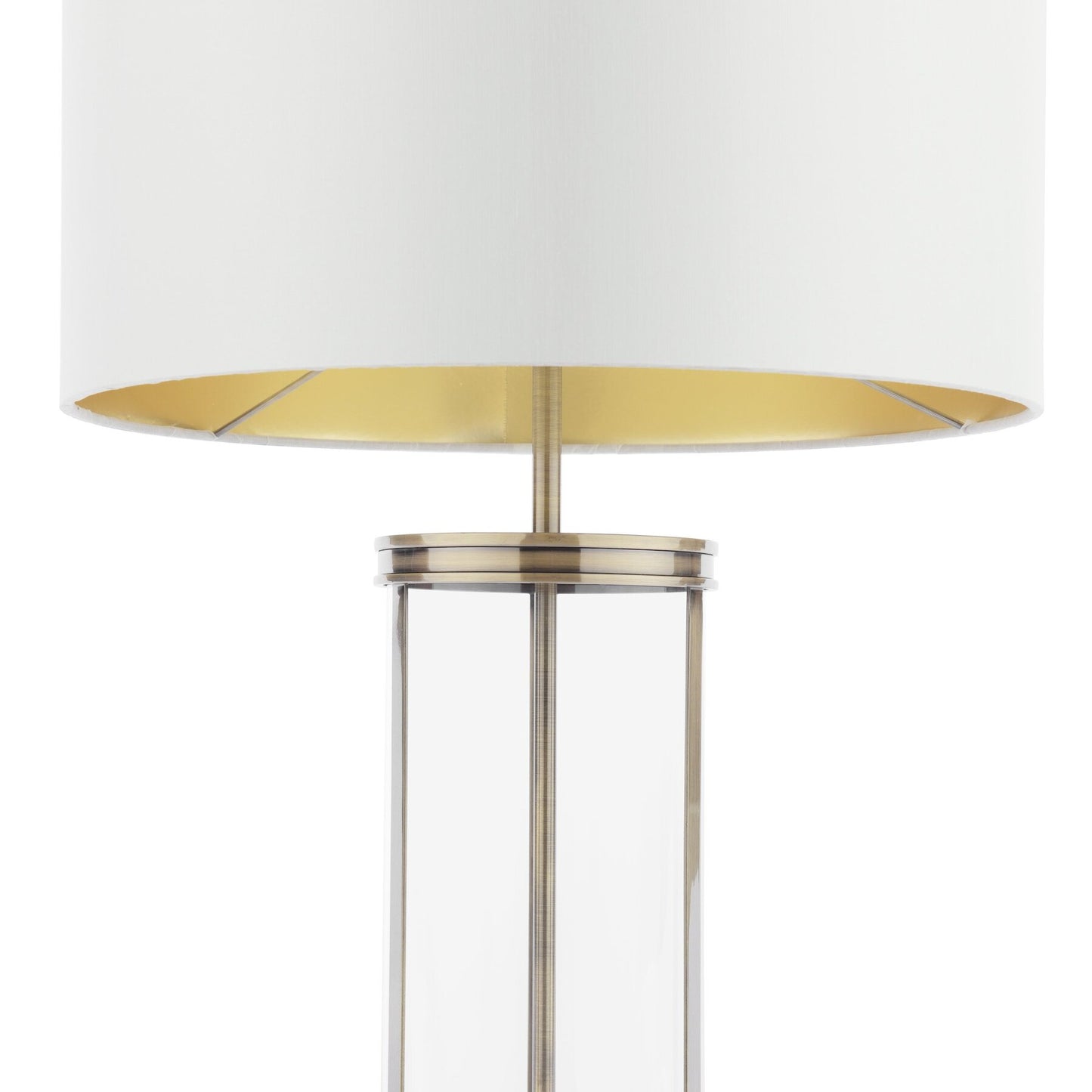 Laura Ashley Harrington Large Antique Brass & Glass Table Lamp With Shade