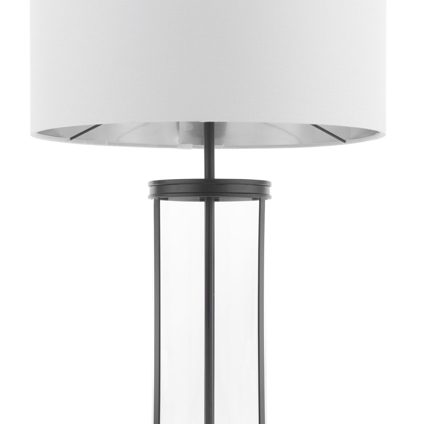 Laura Ashley Harrington Large Matt Black & Glass Table Lamp With Shade