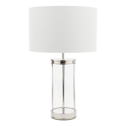 Laura Ashley Harrington Small Polished Nickel & Glass Table Lamp With Shade