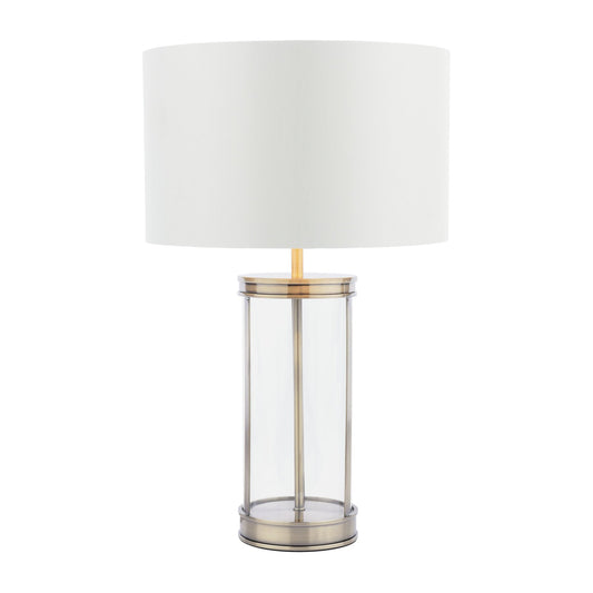 Laura Ashley Harrington Small Antique Brass & Glass Table Lamp With Shade