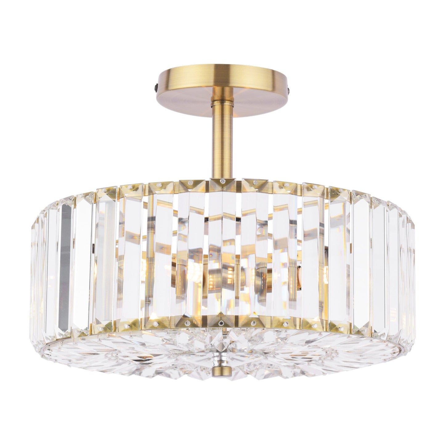 Laura Ashley Fernhurst 3 Light Crystal & Antique Brass Semi Flush