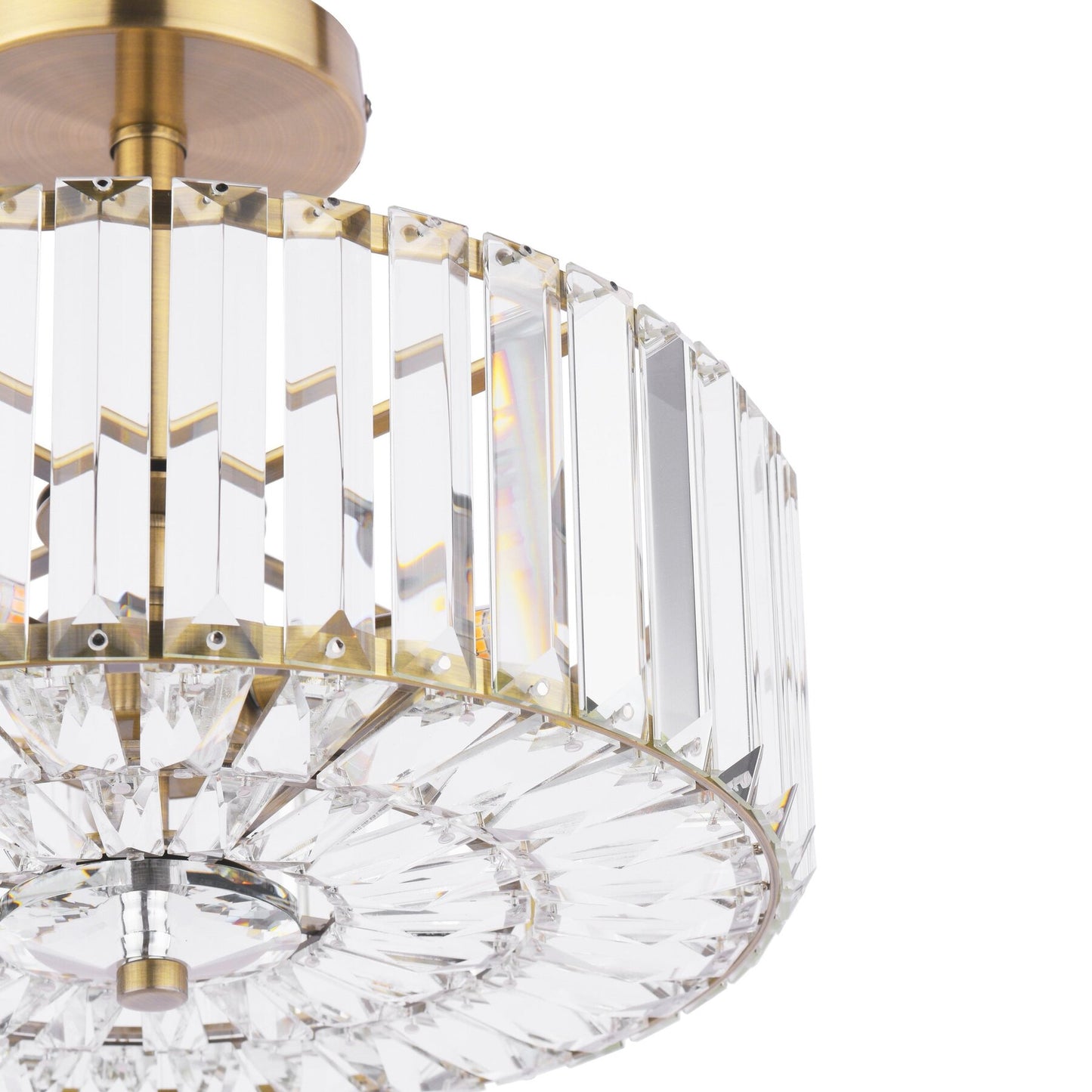 Laura Ashley Fernhurst 3 Light Crystal & Antique Brass Semi Flush