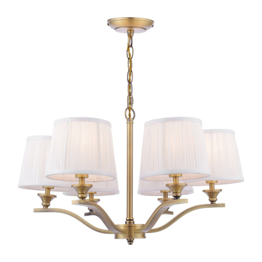 Laura Ashley Hemsley 6 Light Matt Antique Brass Chandelier With Shade