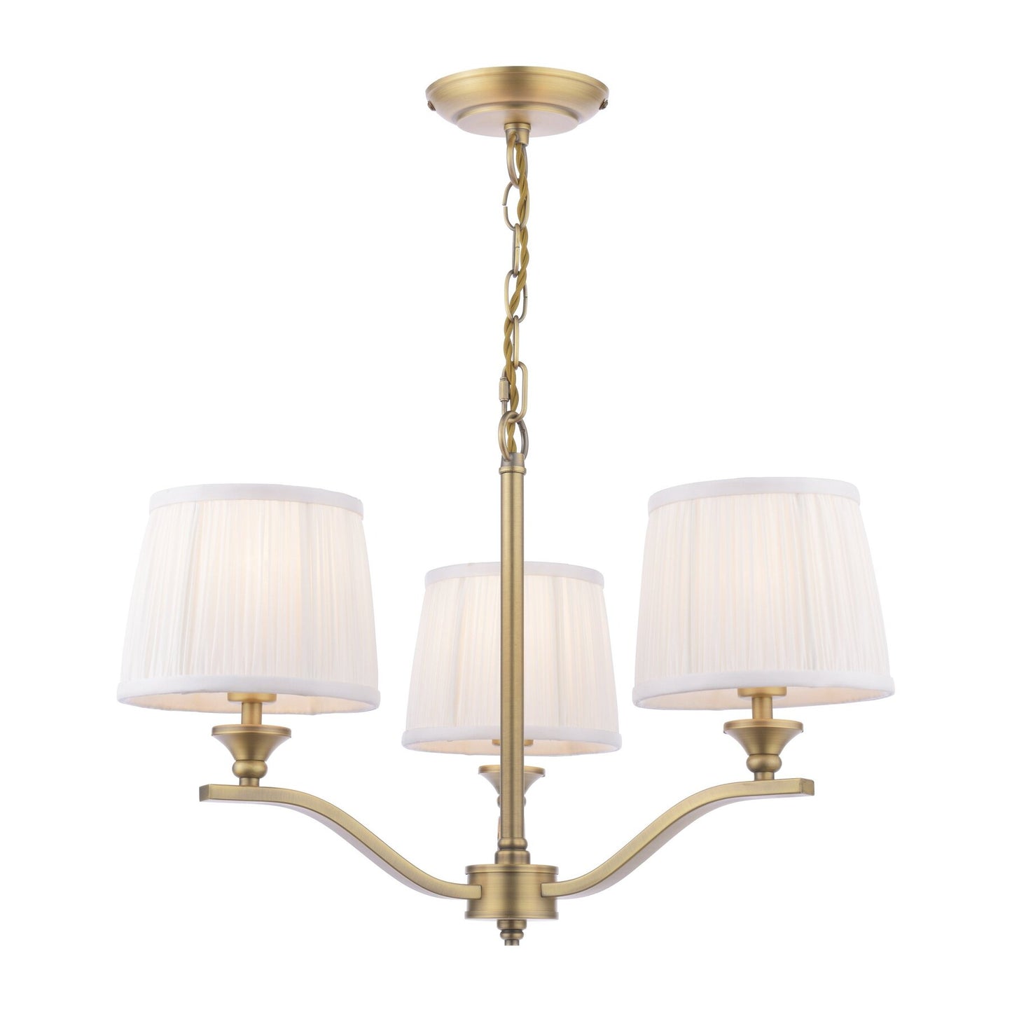 Laura Ashley Hemsley 3 Light Matt Antique Brass Armed Chandelier With Shade