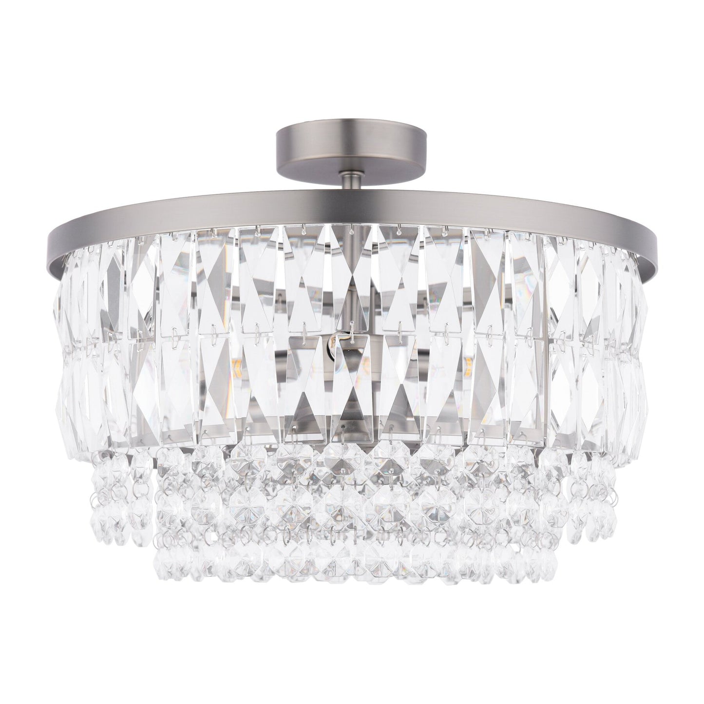 Laura Ashley Rhosill 3 Light Crystal & Aged Pewter Semi Flush