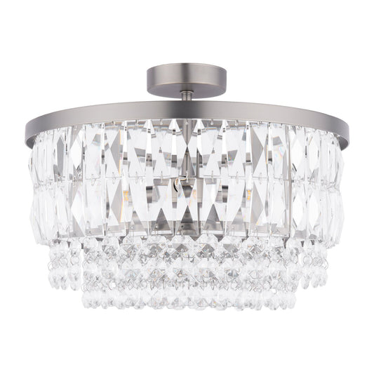 Laura Ashley Rhosill 3 Light Crystal & Aged Pewter Semi Flush