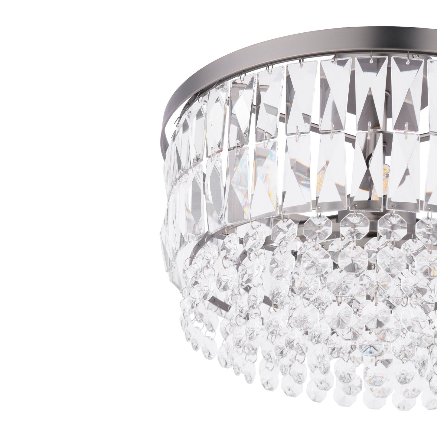 Laura Ashley Rhosill 3 Light Crystal & Aged Pewter Semi Flush