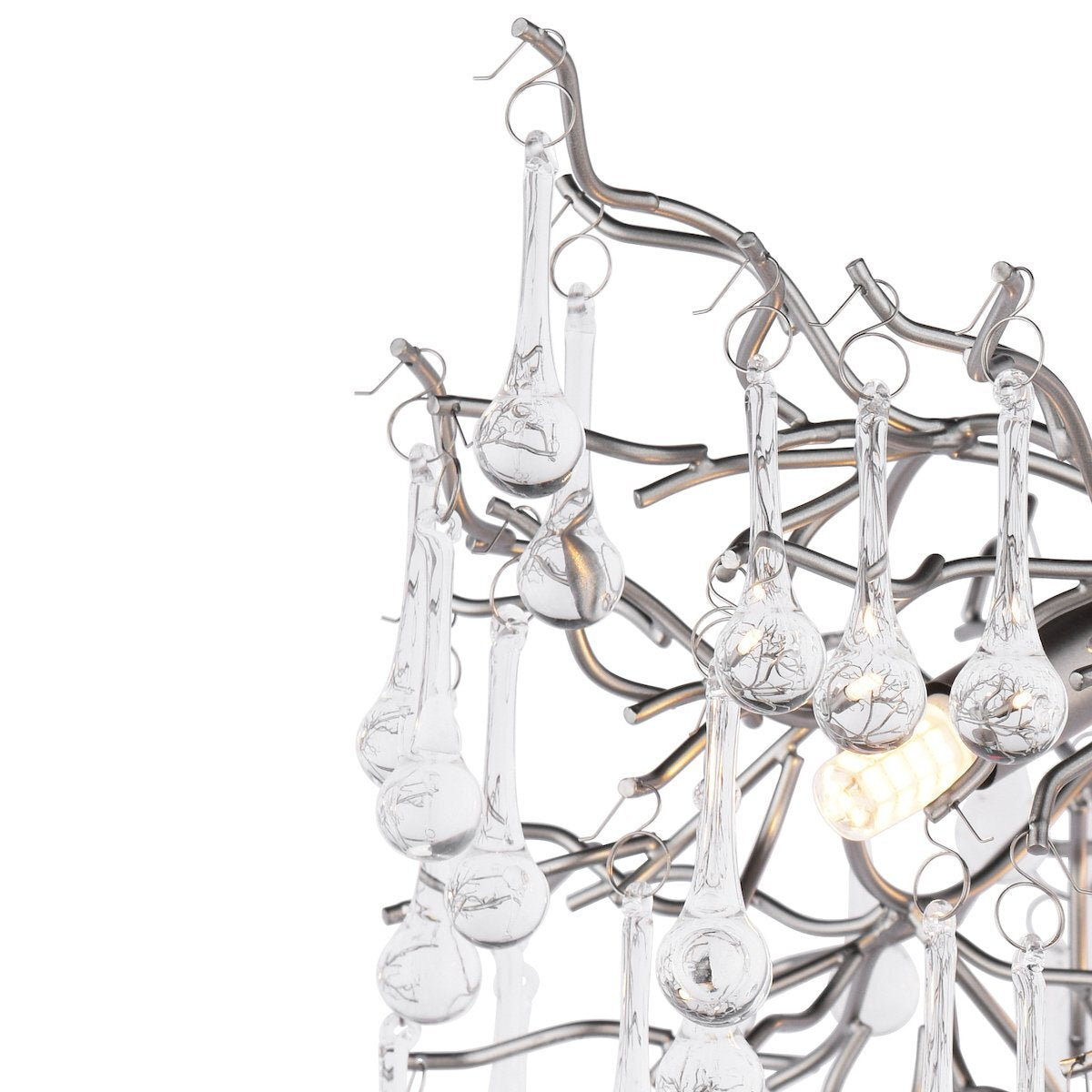 Laura Ashley Willow 3 Light Satin Pewter & Crystal Semi Flush