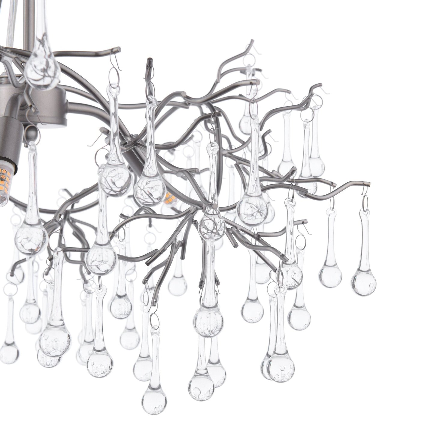 Laura Ashley Willow 3 Light Satin Pewter & Crystal Pendant