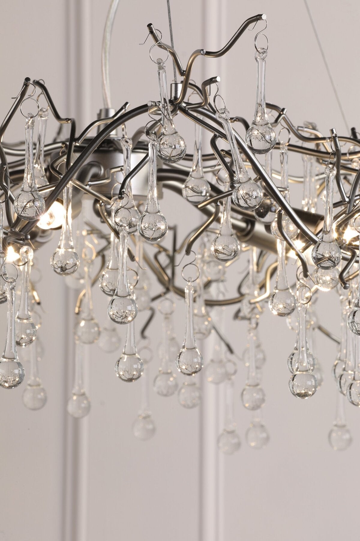 Laura Ashley Willow 5 Light Satin Pewter & Crystal Pendant