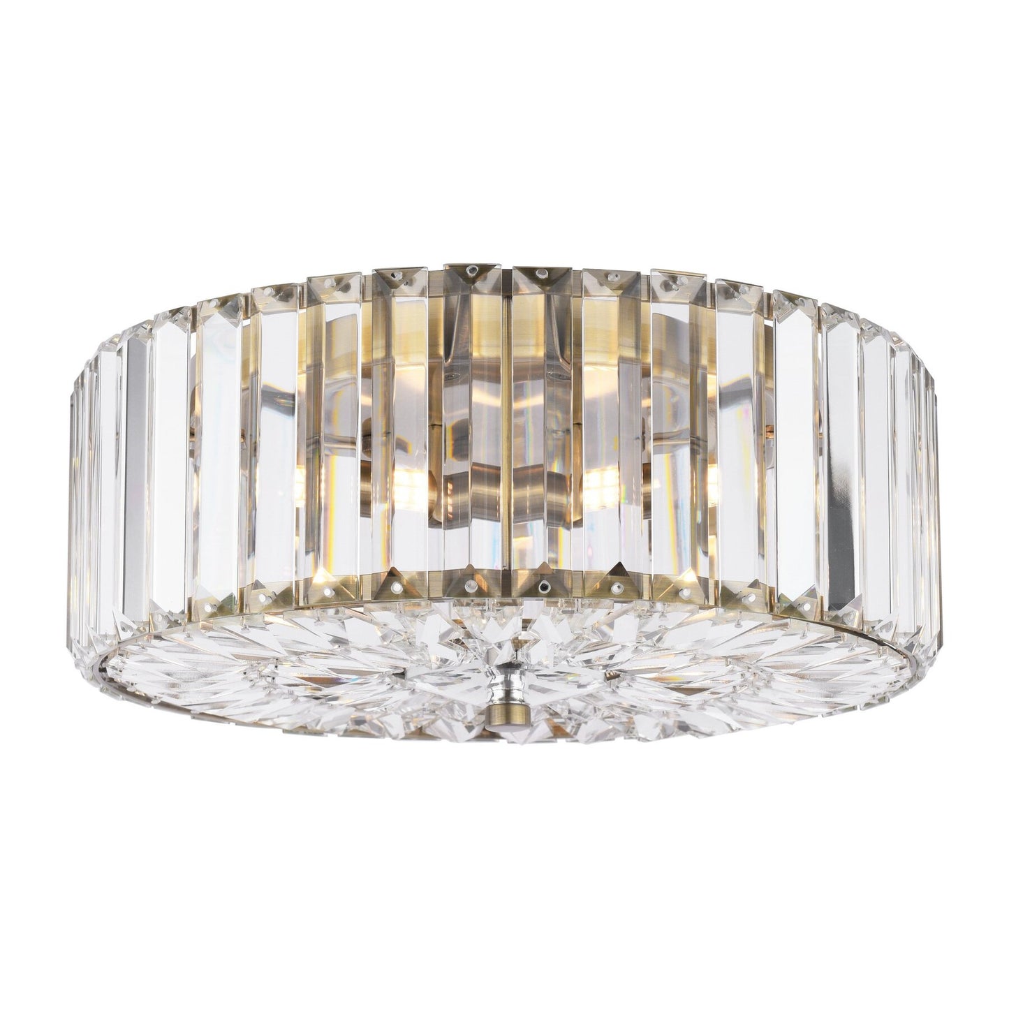 Laura Ashley Fernhurst 3 Light Crystal & Antique Brass Flush