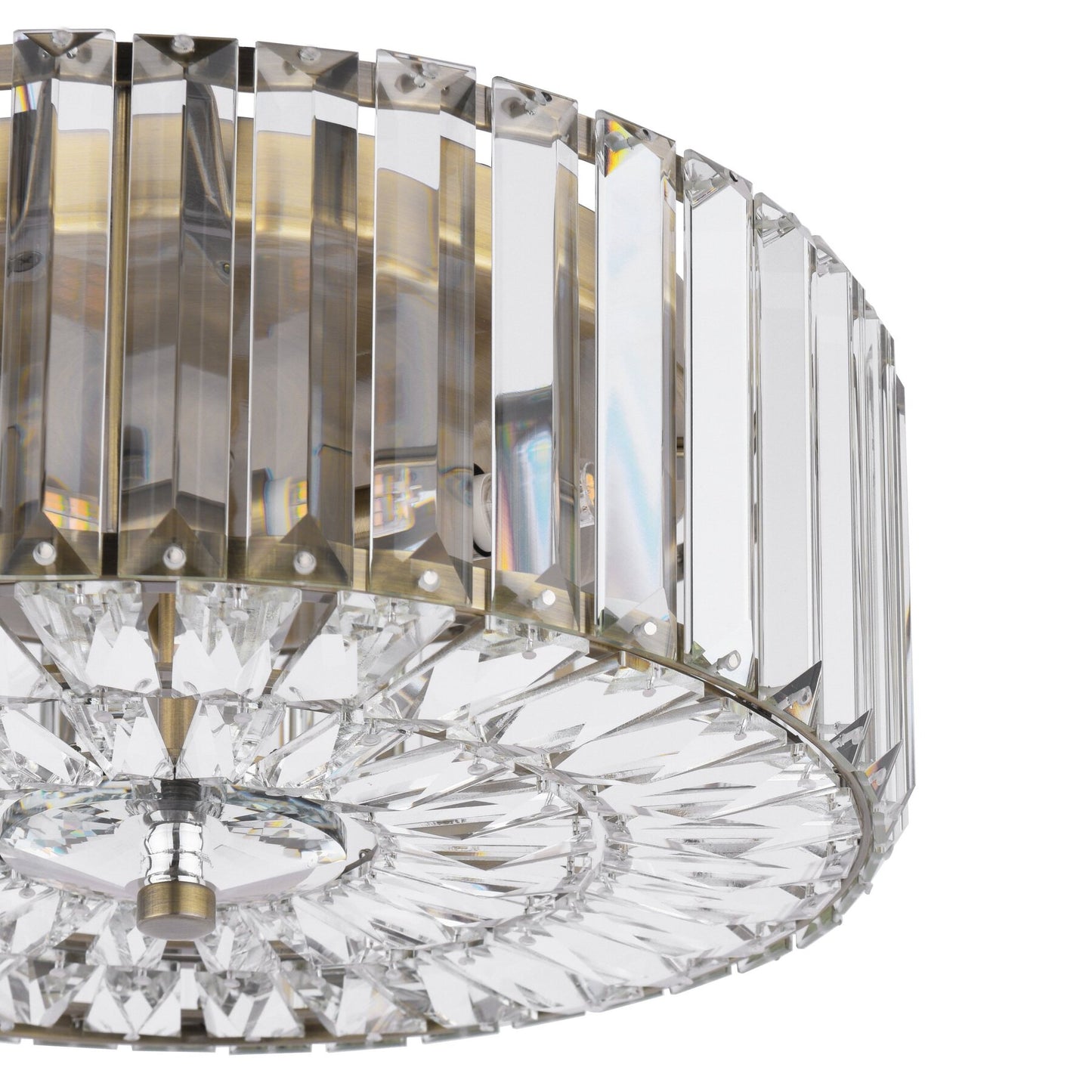 Laura Ashley Fernhurst 3 Light Crystal & Antique Brass Flush