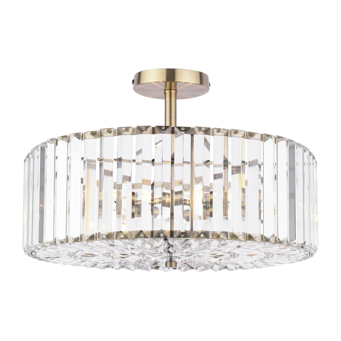 Laura Ashley Fernhurst 4 Light Crystal & Antique Brass Semi Flush