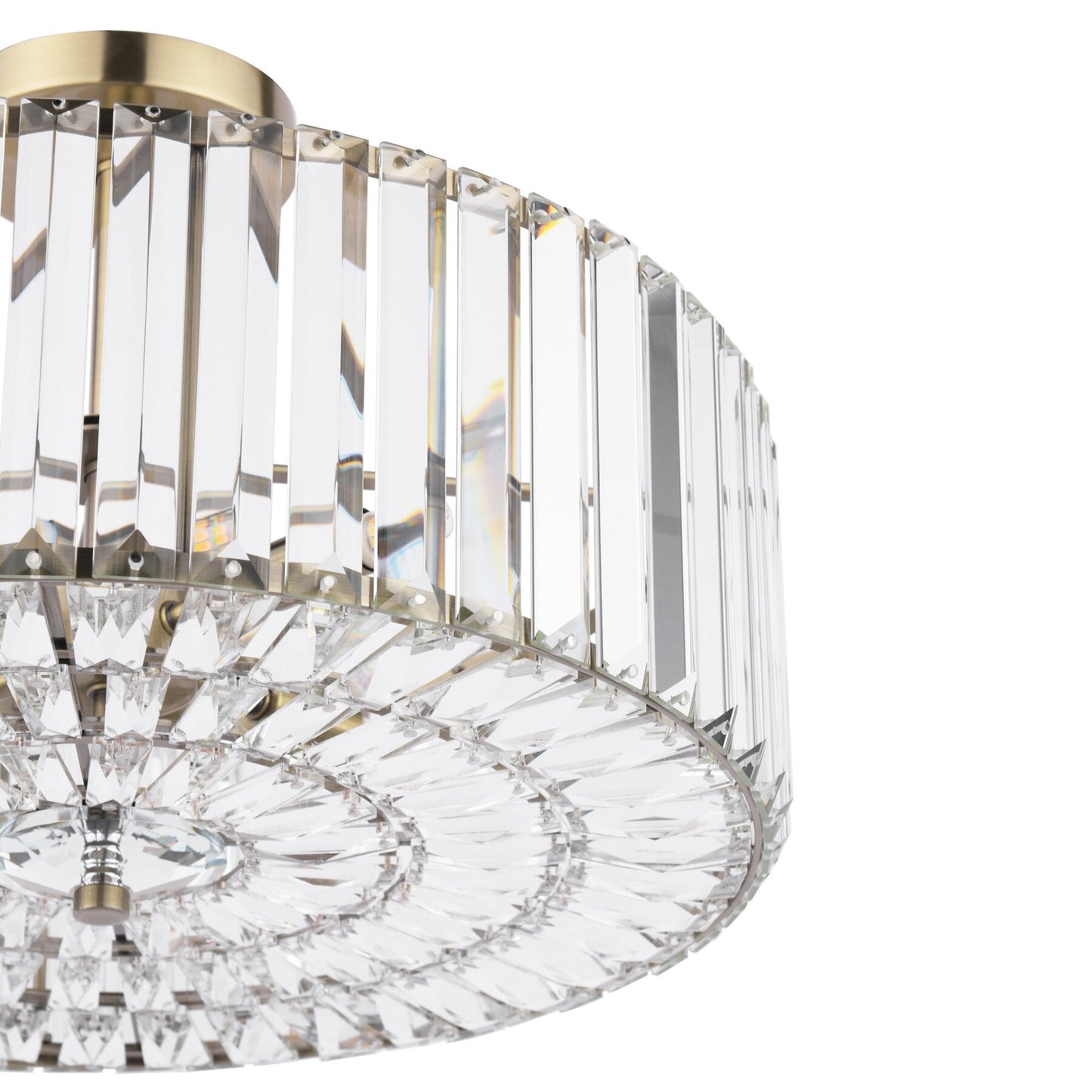 Laura Ashley Fernhurst 4 Light Crystal & Antique Brass Semi Flush