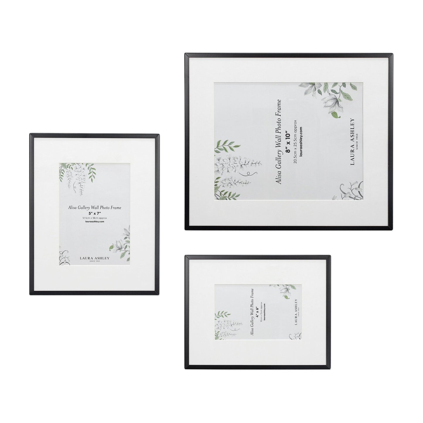 Laura Ashley Alisa Matt Black Photo Frames (Set of 3)