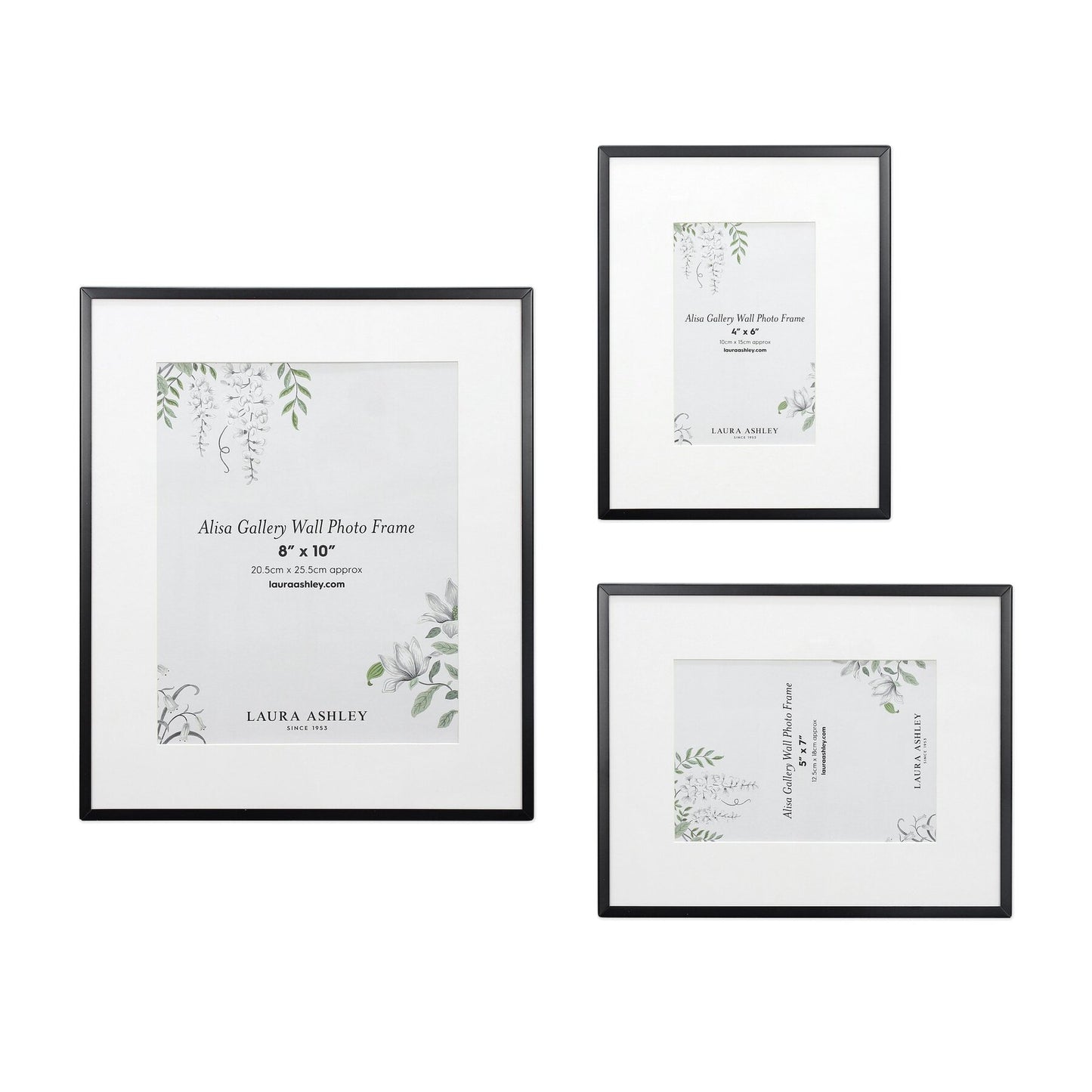Laura Ashley Alisa Matt Black Photo Frames (Set of 3)