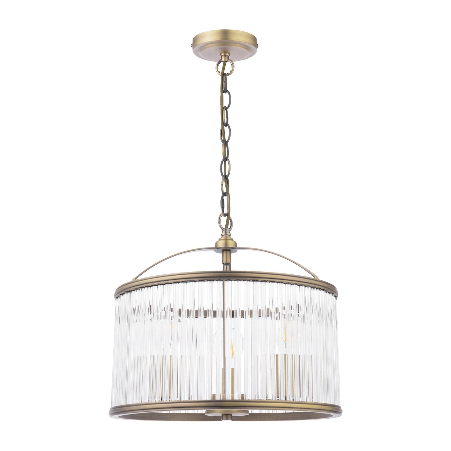 Laura Ashley Sutton 3 Light Matt Antique Brass & Ribbed Glass Chandelier